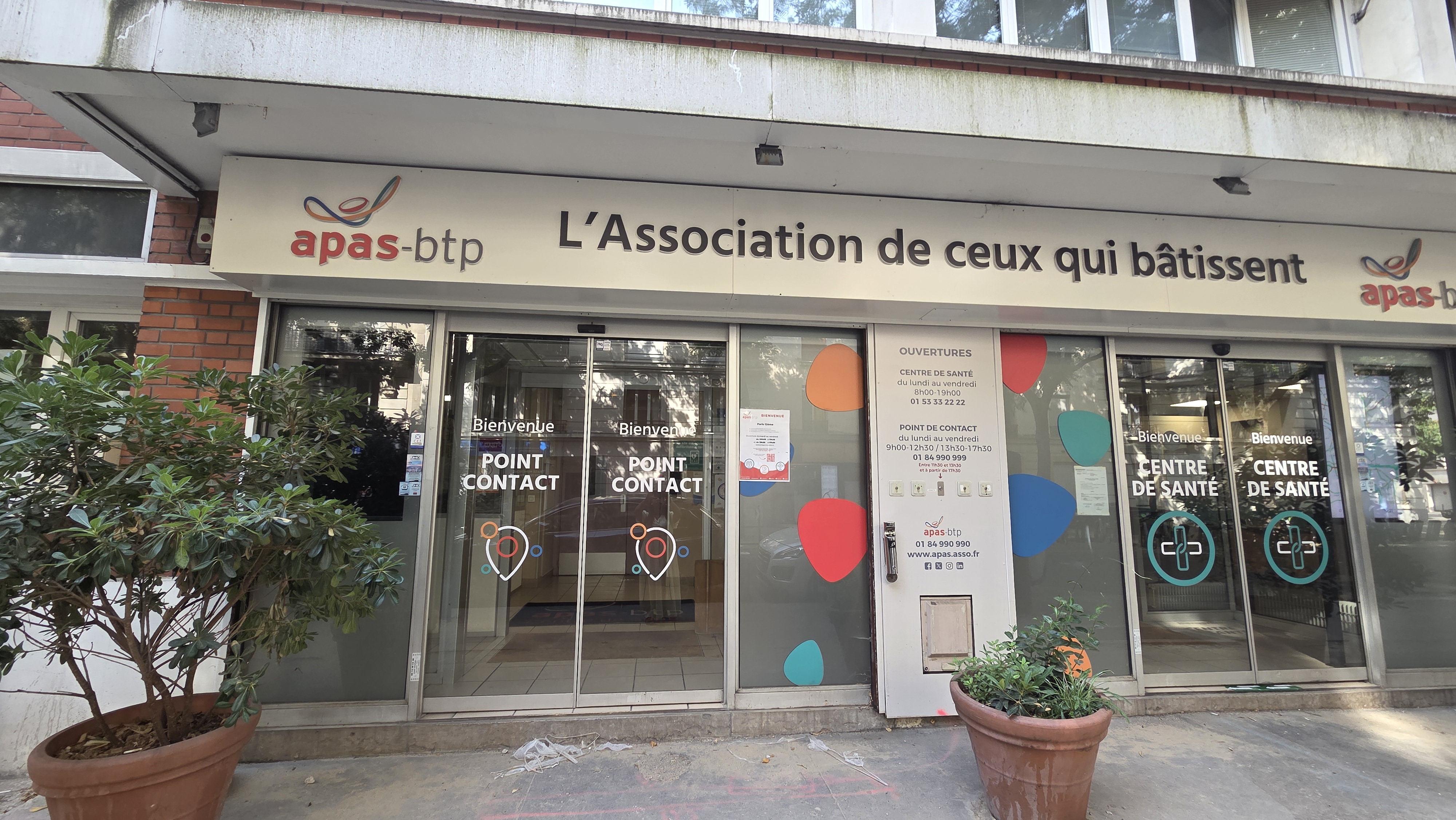 Façade du point de contact APAS-BTP Paris 12