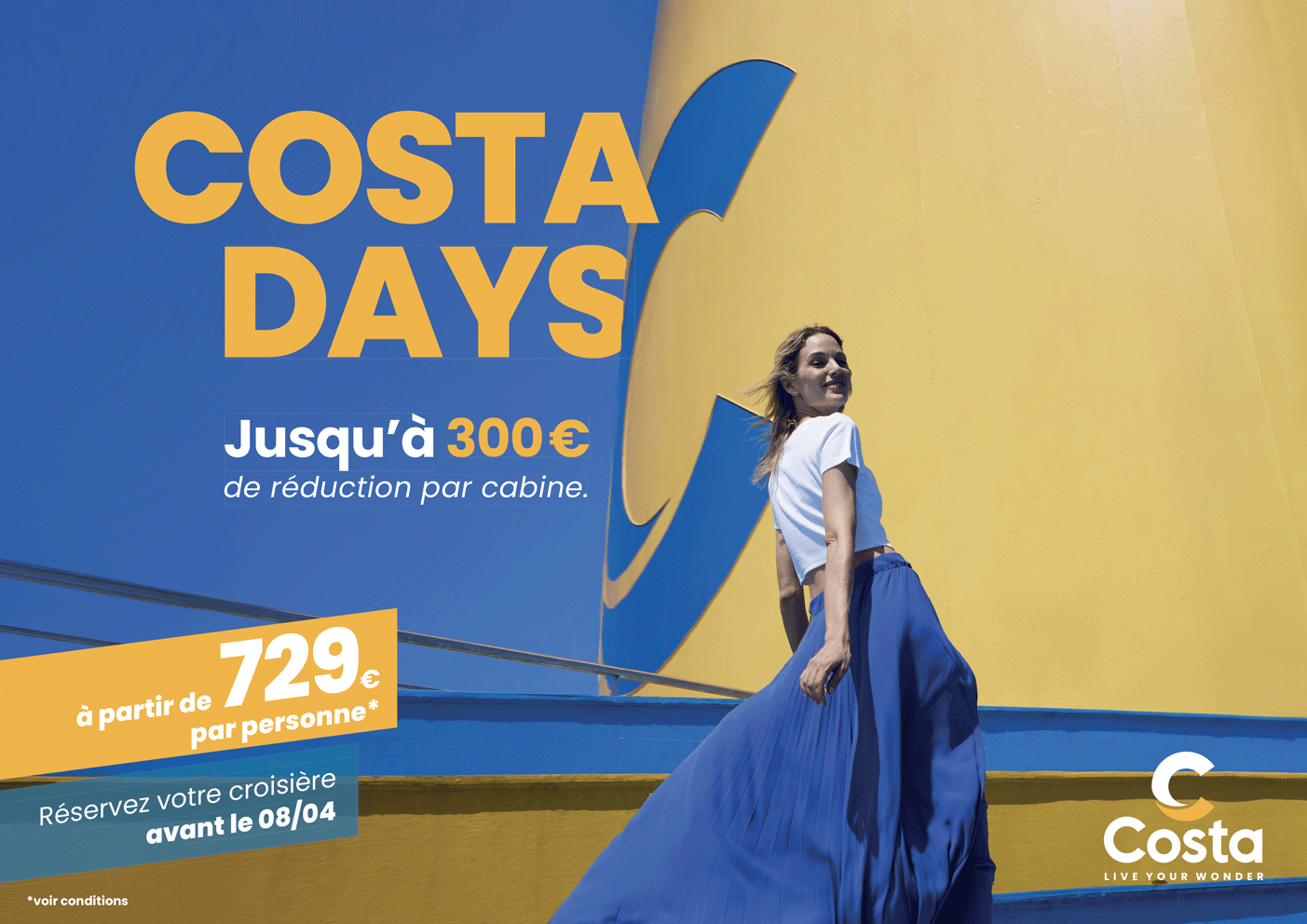 Costa Days &mdash; jusqu'&agrave; 300&euro; de r&eacute;duction par cabine