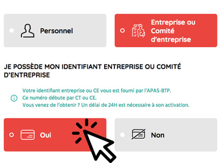 Création de compte web entreprise APAS-BTP