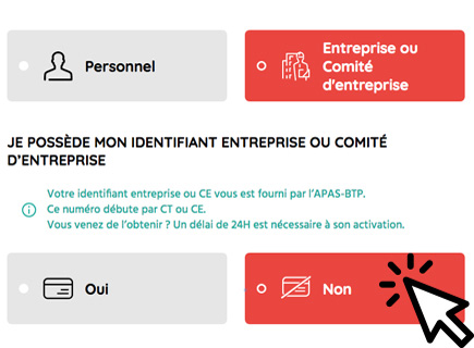 Creation de compte web entreprise APAS-BTP